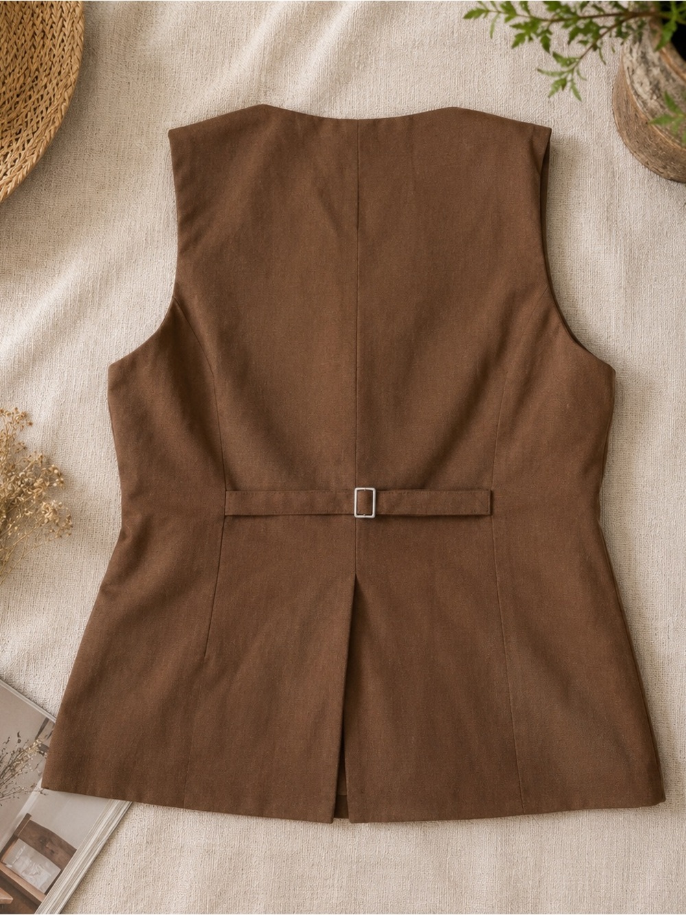 ASTR Brown Asymmetric Button-Front Sleeveless Tunic - Picture 2 of 3